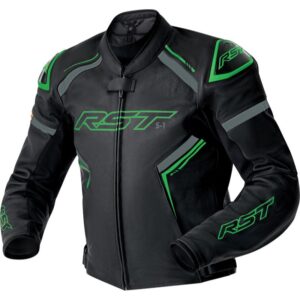 Chaqueta de piel RST S1 D3O  negro verde neón