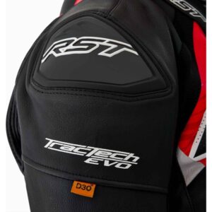 Chaqueta de piel RST Tractech Evo D3O negro rojo