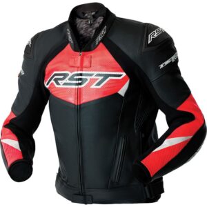 Chaqueta de piel RST Tractech Evo D3O negro rojo