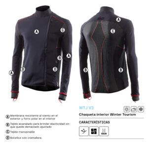 CHAQUETA INTERIOR SIXS WINTER TOURISM WTJ V3 NEGRO / ROJO