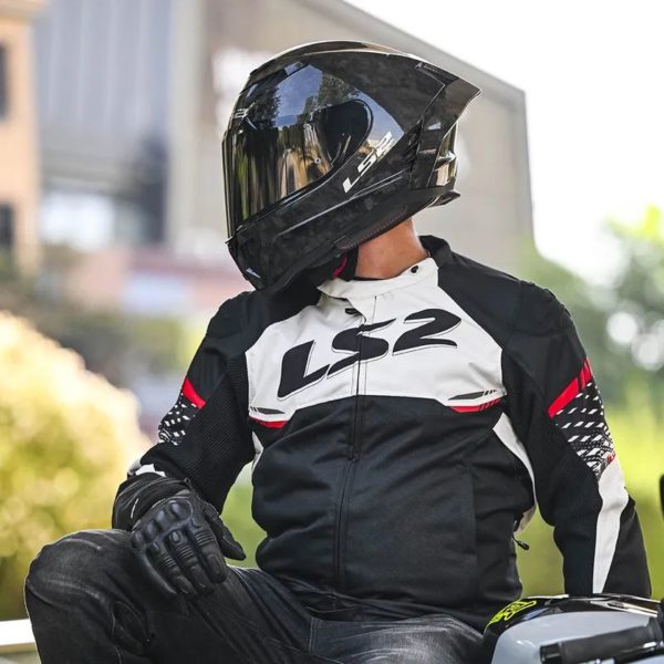 CHAQUETA LS2  APEX BLACK WHITE RED