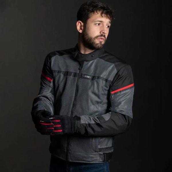 CHAQUETA LS2 RIVA BLACK DARK GREY RED