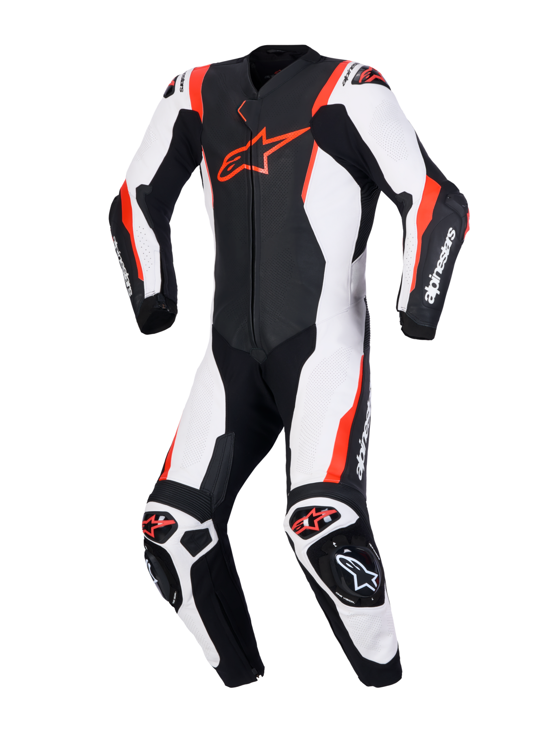 MONO ALPINESTARS MISSILE V3 LEATHER BLACK WHITE RED FLUO