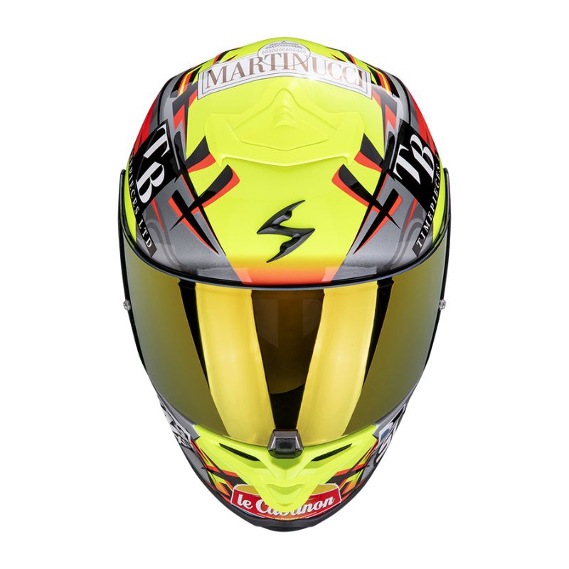 Casco Scorpion EXO-R1 EVO II AIR ARON MISANO Silver-Neon Yellow-Blue