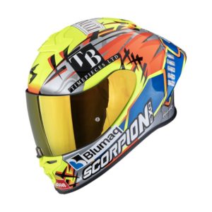 Casco Scorpion EXO-R1 EVO II AIR ARON MISANO Silver-Neon Yellow-Blue