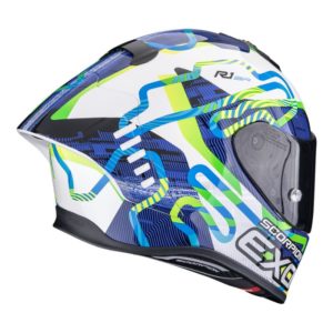 Casco Scorpion EXO-R1 EVO II AIR CORNERING White-Blue-Green
