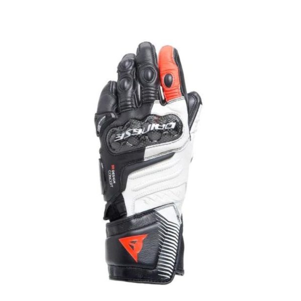 Guantes Dainese CARBON 4 LONG LADY LEATHER NEGRO BLANCO ROJO FLUOR