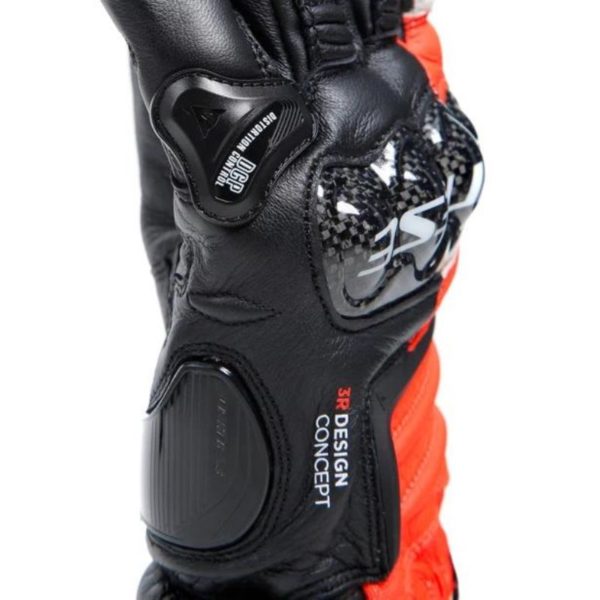 Guantes Dainese CARBON 4 LONG LEATHER NEGRO FLUOR-ROJO BLANCO