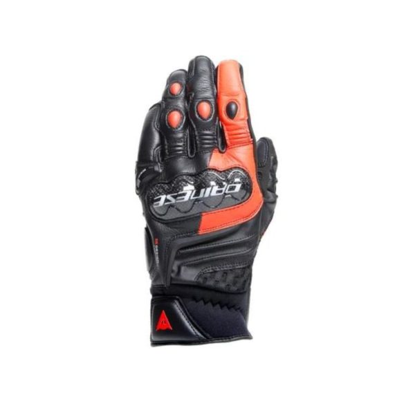 Guantes Dainese CARBON 4 SHORT LEATHER NEGRO FLUO-ROJO