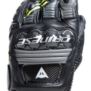 Guantes Dainese DRUID 4 LEATHER NEGRO CARBÓN-GRIS FLUO-AMARILLO