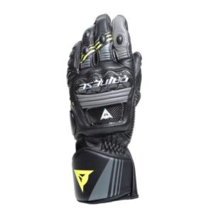 Guantes Dainese DRUID 4 LEATHER NEGRO CARBÓN-GRIS FLUO-AMARILLO