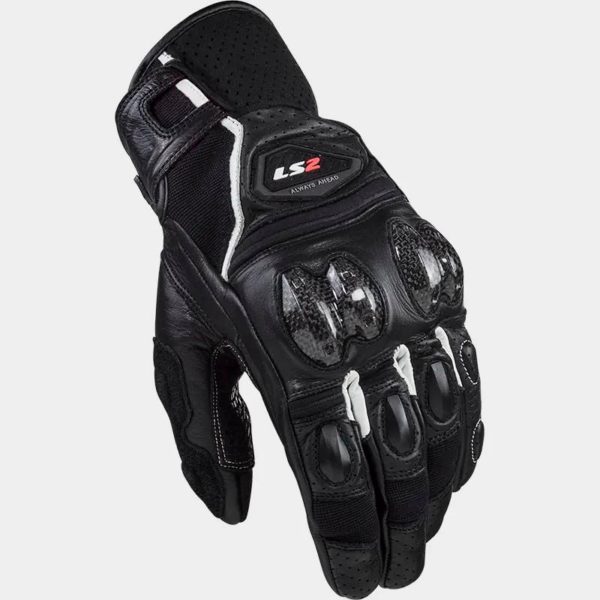 GUANTES LS2 SPARK II LEATHER BLACK WHITE