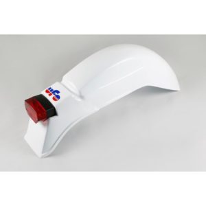 Guardabarros trasero universal UFO enduro con luz Ktm GS, Cagiva, Wrx blanco ME08034-W