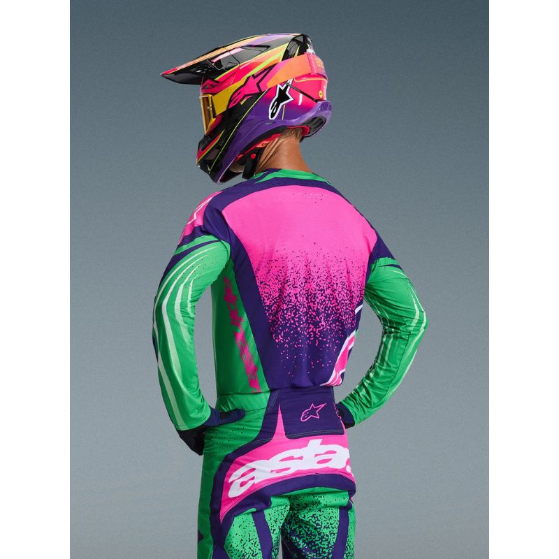 Jersey Alpinestars TECHSTAR NOMUR DEEP PURPLE GREEN PINK FLUO