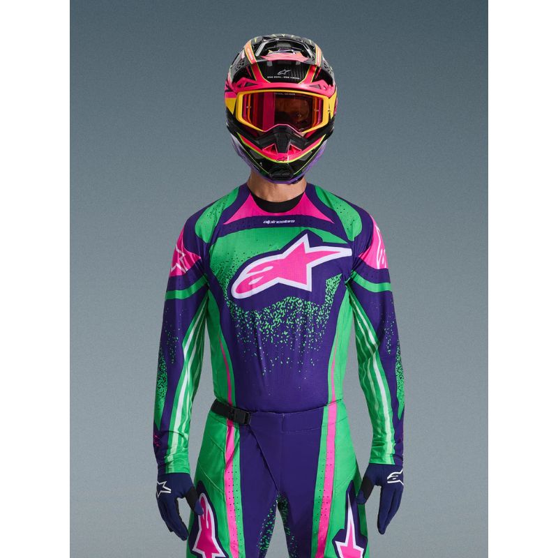Jersey Alpinestars TECHSTAR NOMUR DEEP PURPLE GREEN PINK FLUO