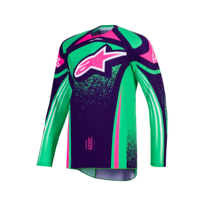 Jersey Alpinestars TECHSTAR NOMUR DEEP PURPLE GREEN PINK FLUO