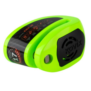 Candado disco para moto kovix knx10 verde fluor con alarma 120db seguro de 10mm con doble lock