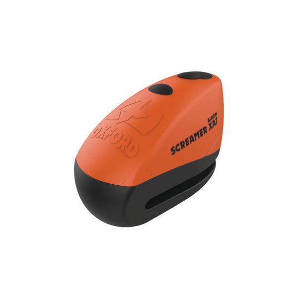 CANDADO DISCO OXFORD C/ALARMA SCREAMER XA7 7MM NARANJA/NEGRO LK281