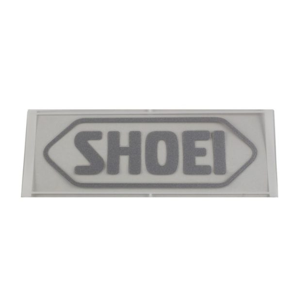 LOGO SHOEI FRONTAL 95MM GRIS PLATA CASCO SHOEI RYD