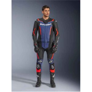Mono Alpinestars GP FORCE V2 LEATHER SUIT 2 PC BLACK BLUE RED FLUO