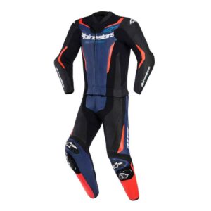 Mono Alpinestars GP FORCE V2 LEATHER SUIT 2 PC BLACK BLUE RED FLUO