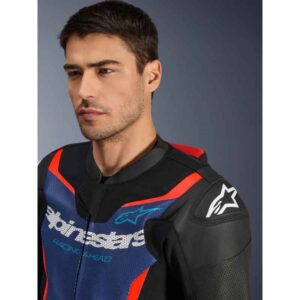 Mono Alpinestars GP FORCE V2 LEATHER SUIT 2 PC BLACK BLUE RED FLUO