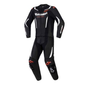 Mono Alpinestars GP FORCE V2 LEATHER SUIT 2 PC BLACK WHITE RED FLUO