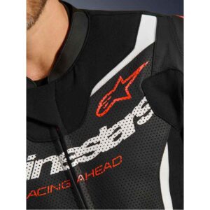 Mono Alpinestars GP FORCE V2 LEATHER SUIT 2 PC BLACK WHITE RED FLUO