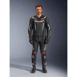Mono Alpinestars GP FORCE V2 LEATHER SUIT 2 PC BLACK WHITE RED FLUO