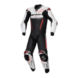 Mono Alpinestars GP-R7 1PC LEATHER WHITE BLACK RED FLUO