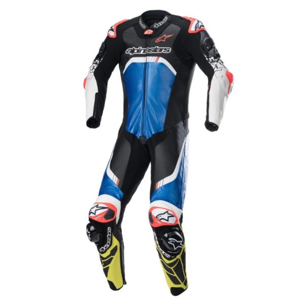 Mono Alpinestars GP TECH V4 1 PC SUIT BLACK BLUE YELLOW FLUO