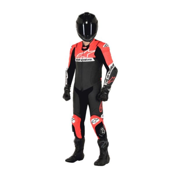 Mono Alpinestars MISSILE V2 WARD 1PC LEATHER BLACK RED FLUO WHITE