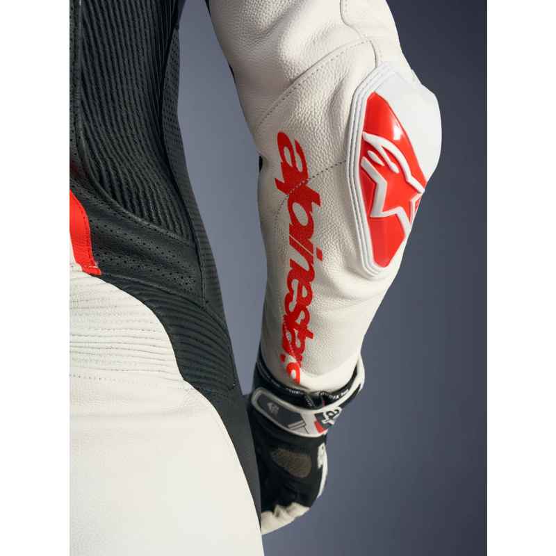 Mono Alpinestars STELLA GP-R7 1PC LEATHER SUIT WHITE BLACK RED FLUO