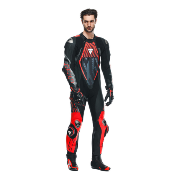 Mono Dainese AUDAX D-ZIP 1PC PERF. BLACK RED FLUOR ANTHARACITE