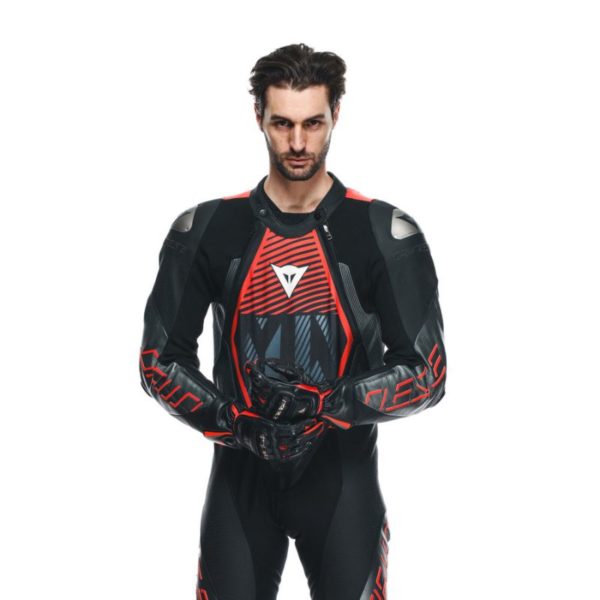 Mono Dainese AUDAX D-ZIP 1PC PERF. BLACK RED FLUOR ANTHARACITE