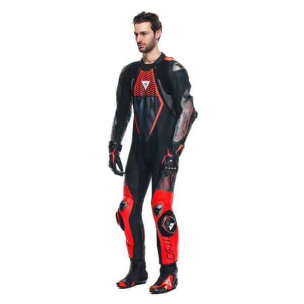 Mono Dainese AUDAX D-ZIP 1PC PERF. BLACK RED FLUOR ANTHARACITE