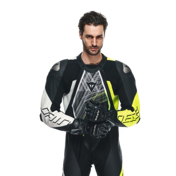 Mono Dainese AUDAX D-ZIP 1PC PERF. BLACK YELLOW FLUOR WHITE