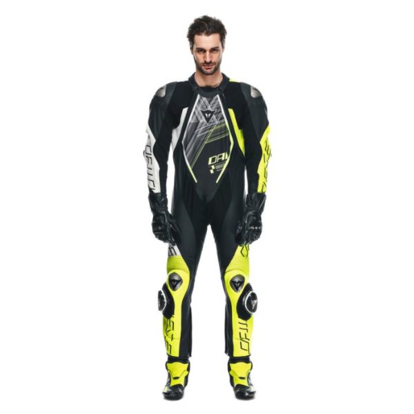 Mono Dainese AUDAX D-ZIP 1PC PERF. BLACK YELLOW FLUOR WHITE