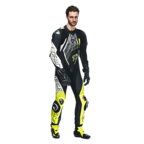 Mono Dainese AUDAX D-ZIP 1PC PERF. BLACK YELLOW FLUOR WHITE