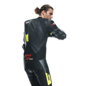 Mono Dainese MISANO 3 PERF. D-AIR® 1PC LEATHER SUIT BLACK/ANTHRACITE/FLUO-YELLOW