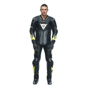 Mono Dainese MISANO 3 PERF. D-AIR® 1PC LEATHER SUIT BLACK/ANTHRACITE/FLUO-YELLOW
