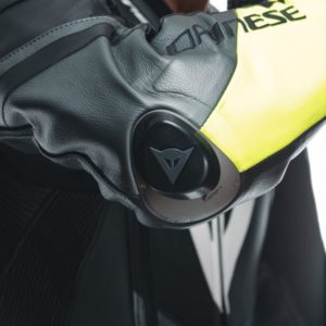 Mono Dainese MISANO 3 PERF. D-AIR® 1PC LEATHER SUIT BLACK/ANTHRACITE/FLUO-YELLOW