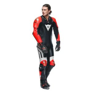 Mono Dainese MUGELLO 3 PERF. D-AIR® 1PC LEATHER SUIT BLACK/FLUO-RED/WHITE