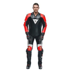 Mono Dainese MUGELLO 3 PERF. D-AIR® 1PC LEATHER SUIT BLACK/FLUO-RED/WHITE