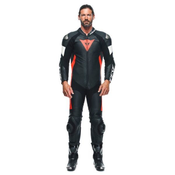 Mono Dainese TOSA 1 PCS CUERO PERF  BLACK FLUO-RED WHITE