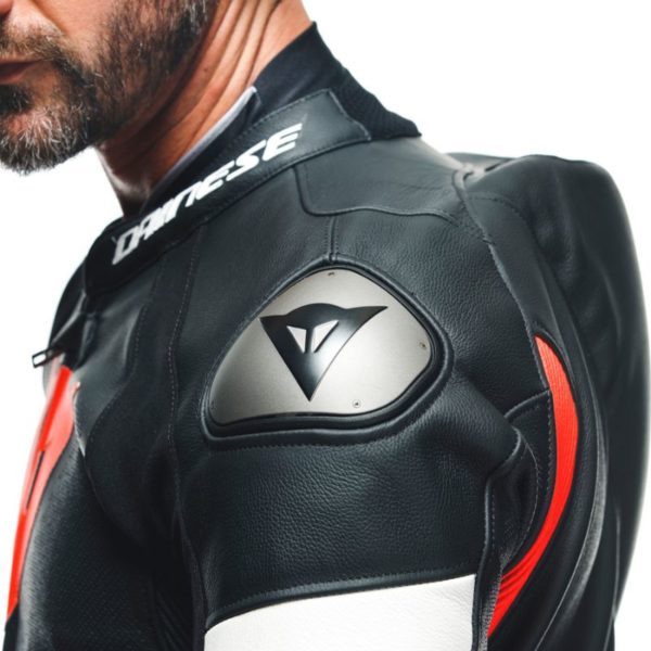 Mono Dainese TOSA 1 PCS CUERO PERF  BLACK FLUO-RED WHITE