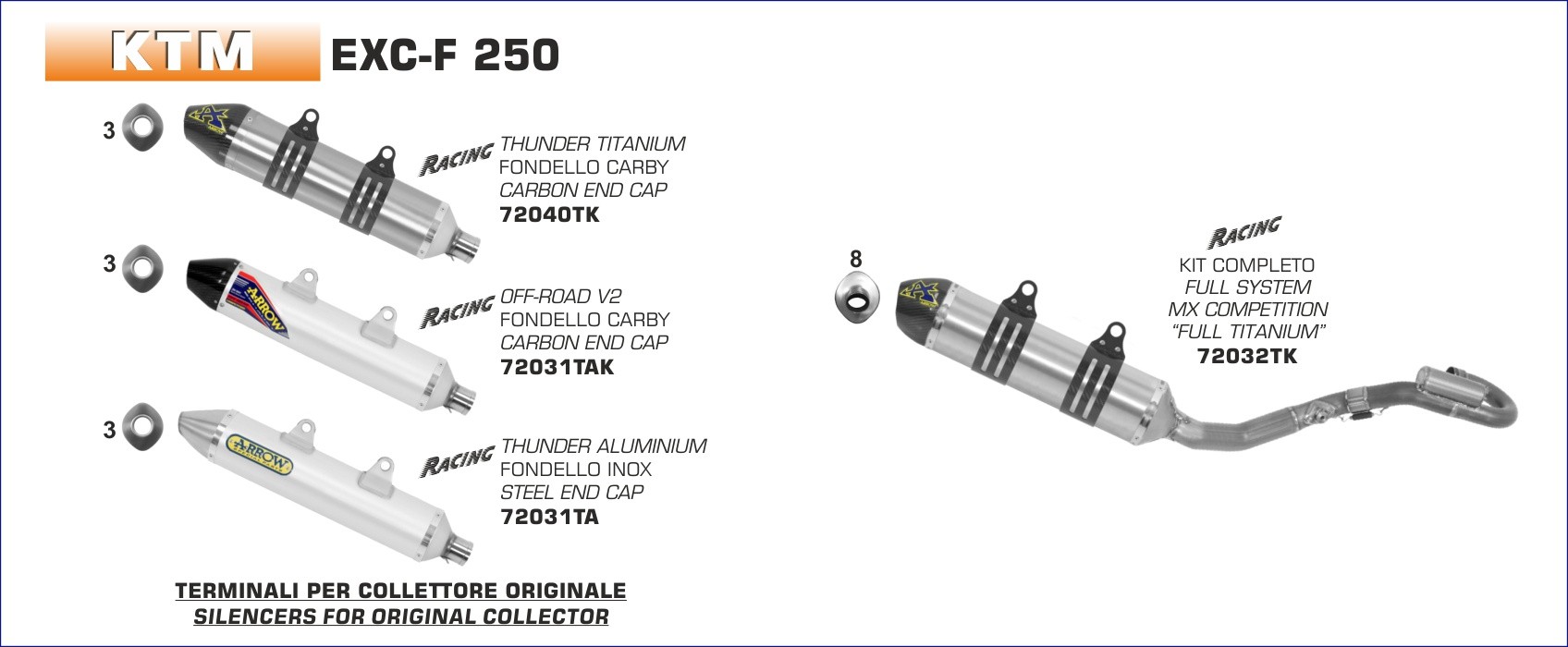 ESCAPES ARROW KTM - Silencioso Arrow Off-Road Thunder de titanio fondo en carbono -