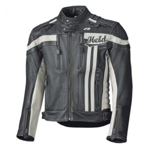 Chaqueta Held de cuero Harvey 76 negra blanca