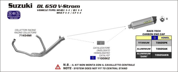 ESCAPES ARROW - CATALIZADOR HOMOLOGADO ARROW SUZUKI DL 650 V-Strom ’04/14 -