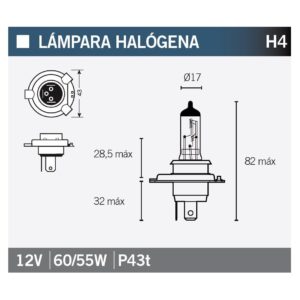 PARA TU MOTO UNIVERSAL - LAMPARA HALOGENA H4 -